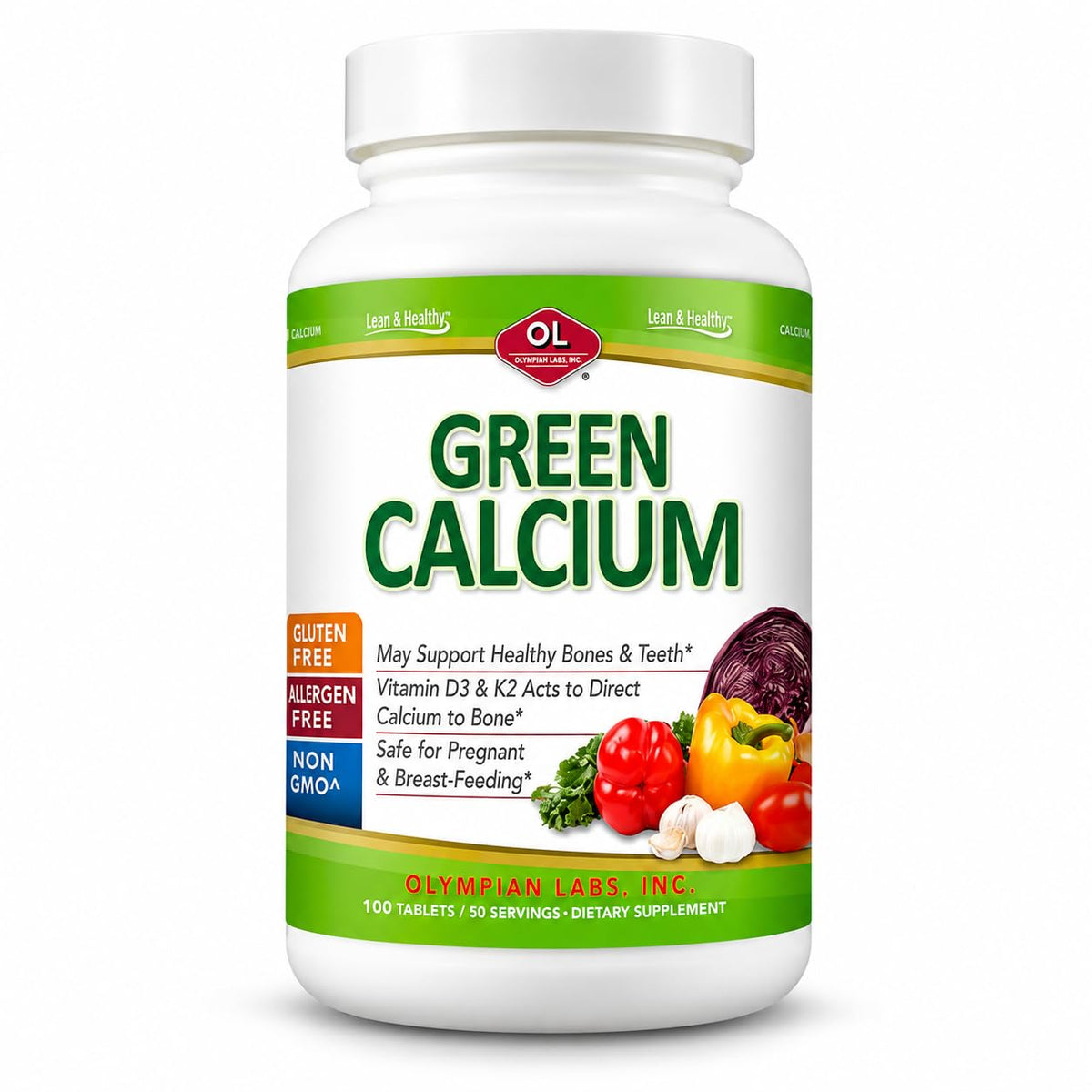 Olympian Labs Calcium Plus Magnesium with Vitamin D3 & K2 - 100 Tablets