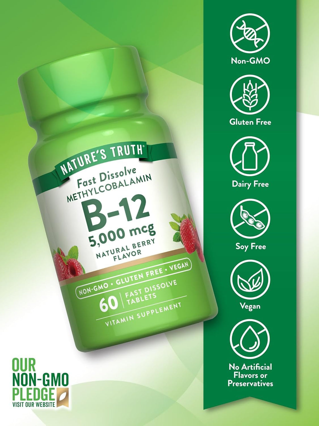 Nature's Truth Sublingual Methylcobalamin B-12 5000mcg - 120 Tablets - image 3