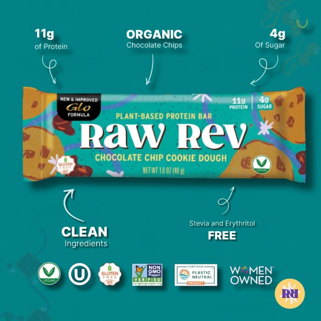 Raw Rev Glo Chocolate Chip Cookie Dough Protein Bar - 12 Pack - image 3