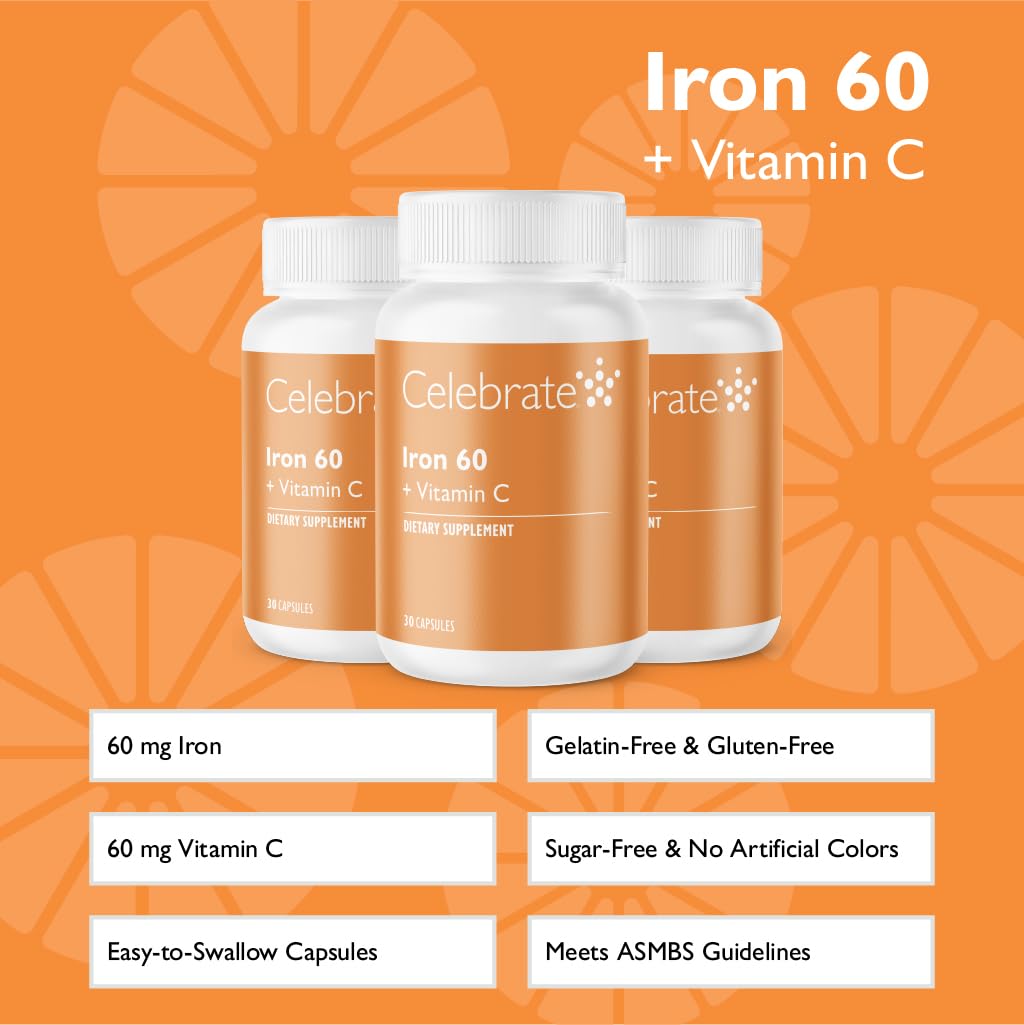 Celebrate Bariatric Iron with Vitamin C 60mg - 90 Capsules - image 2