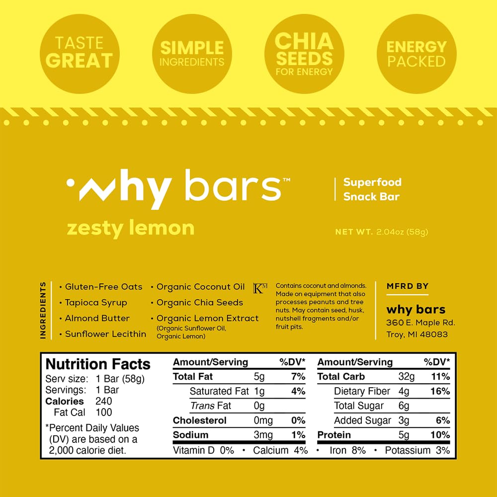 Why Bars, Superfood Protein Bars, 2.04 Ounce Bars - Protein Bar