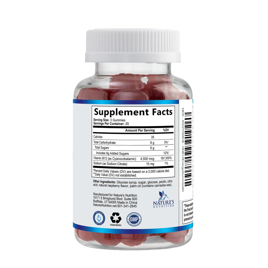 Nature's Nutrition Vitamin B12 Energy Gummies - 4500 mcg Extra