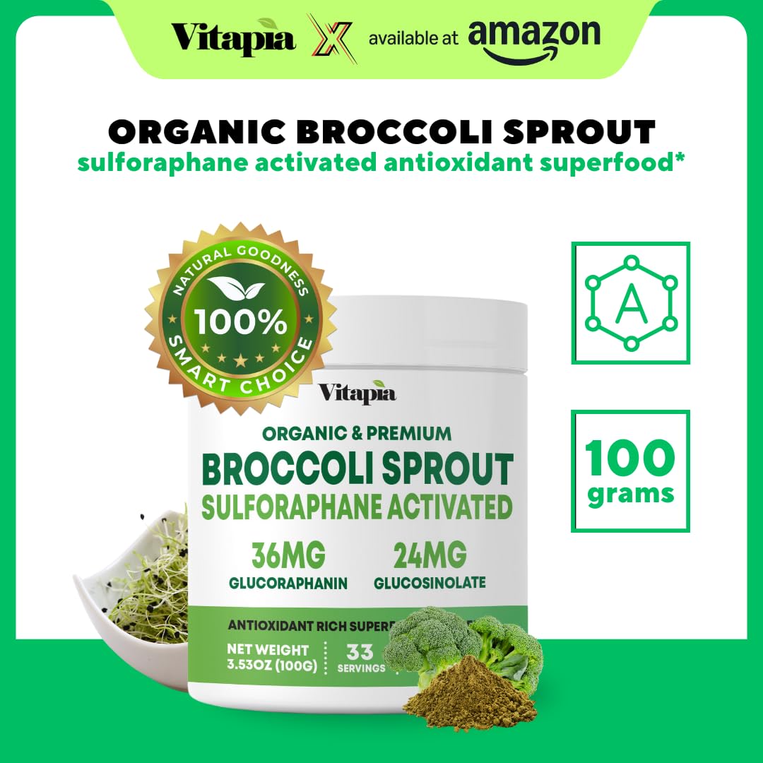 Vitapia Organic Broccoli Sprout Powder for Antioxidant Support - 100g - image 2