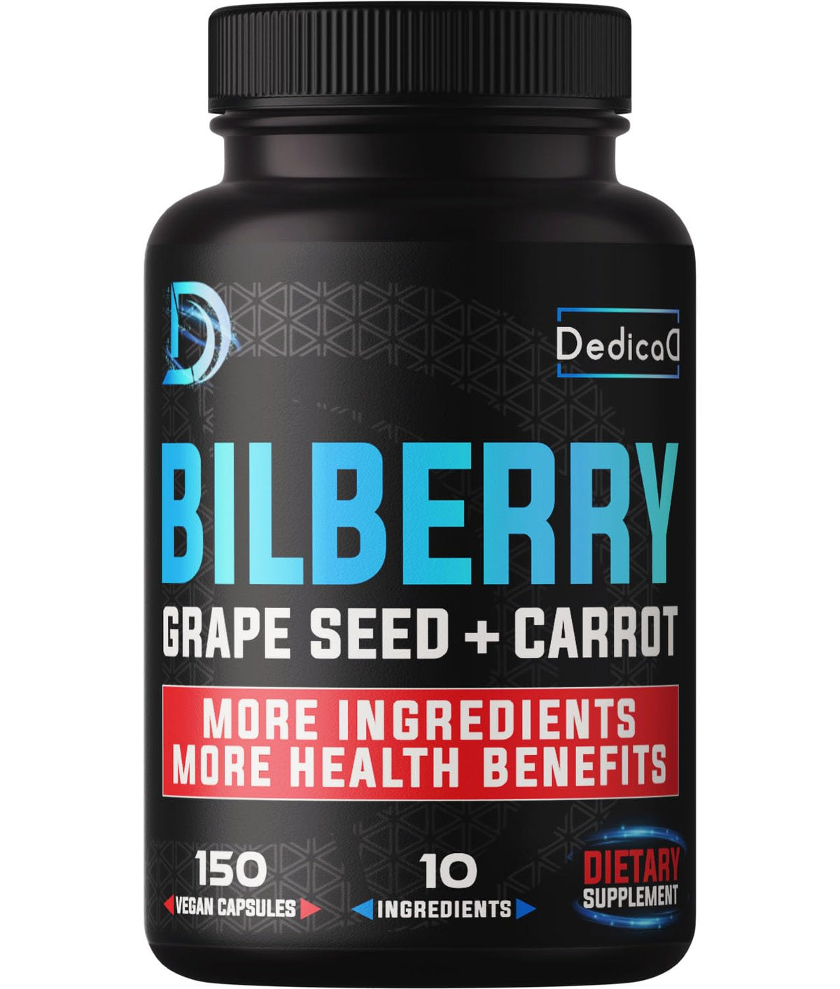 DEDICAD Bilberry Extract 20:1 Capsules Eye Vision Support - 150 Count