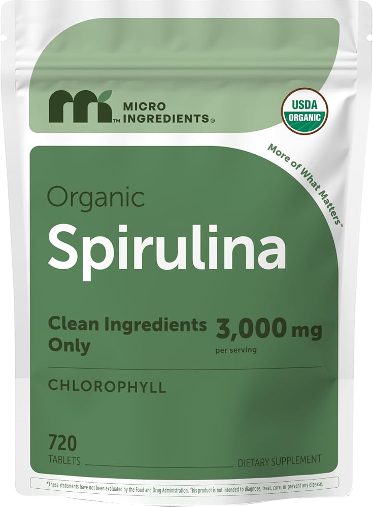 Micro Ingredients Organic Spirulina Supplement - 720 Tablets
