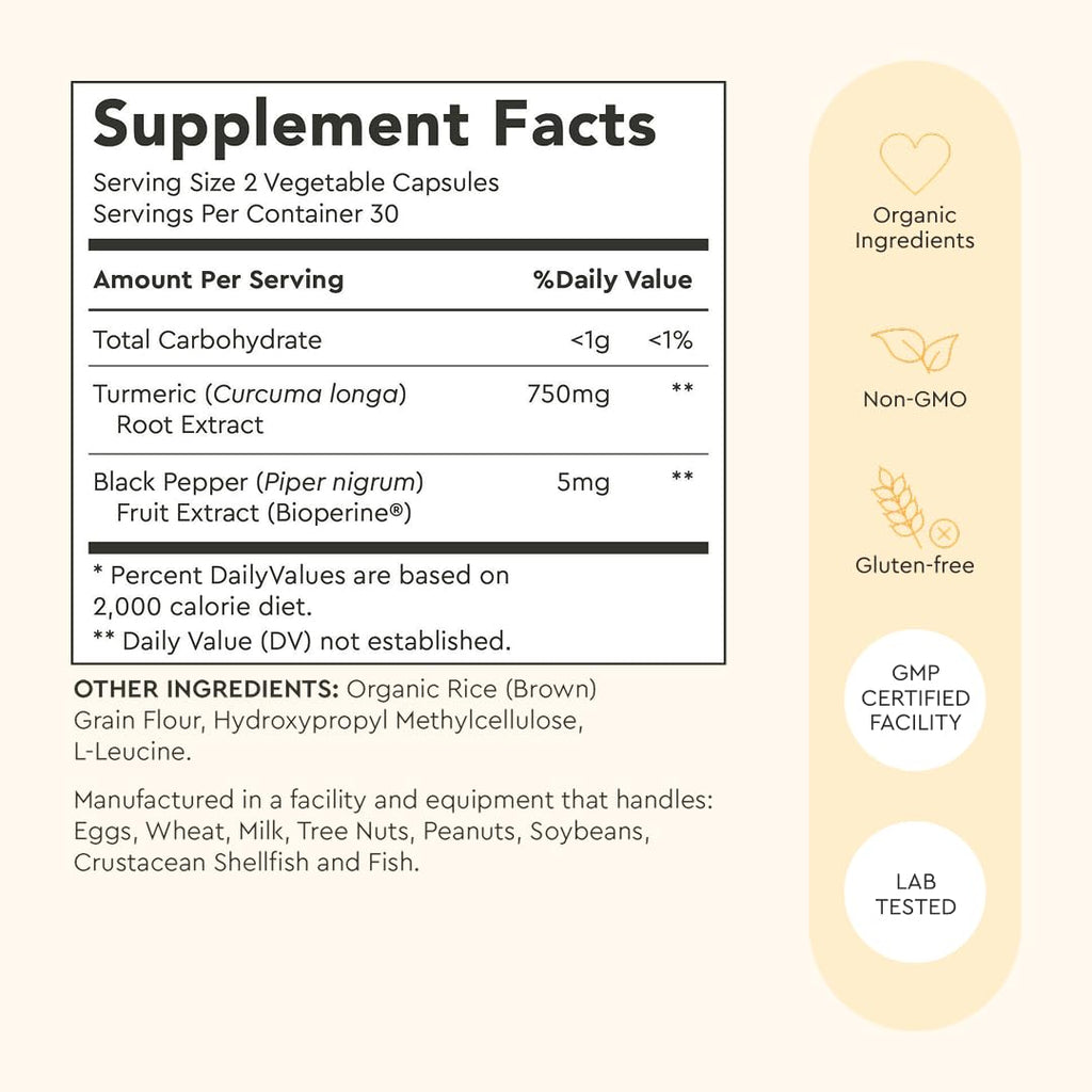 Alaya Naturals Turmeric Curcumin 750mg with BioPerine - 60 Capsules - image 6