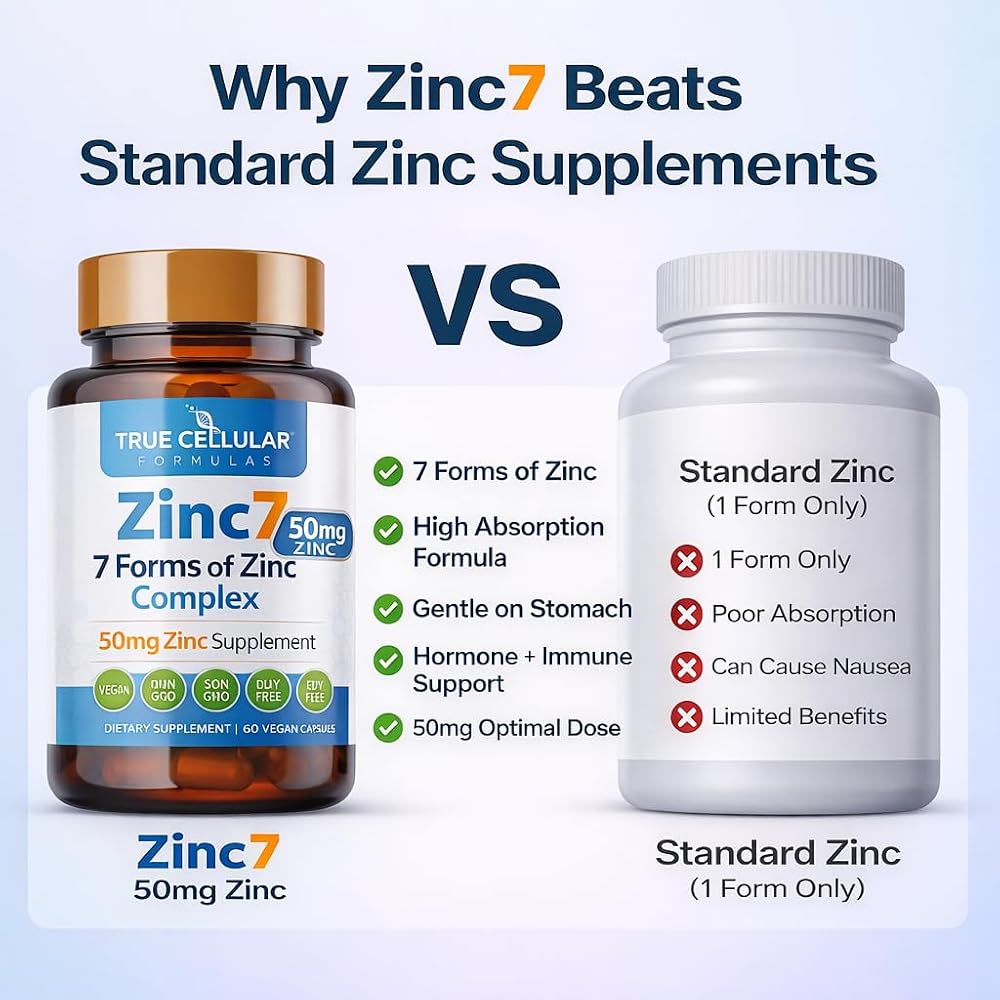 True Cellular Formulas Zinc7: 7-in-1 Zinc Complex 50mg - Maximum
