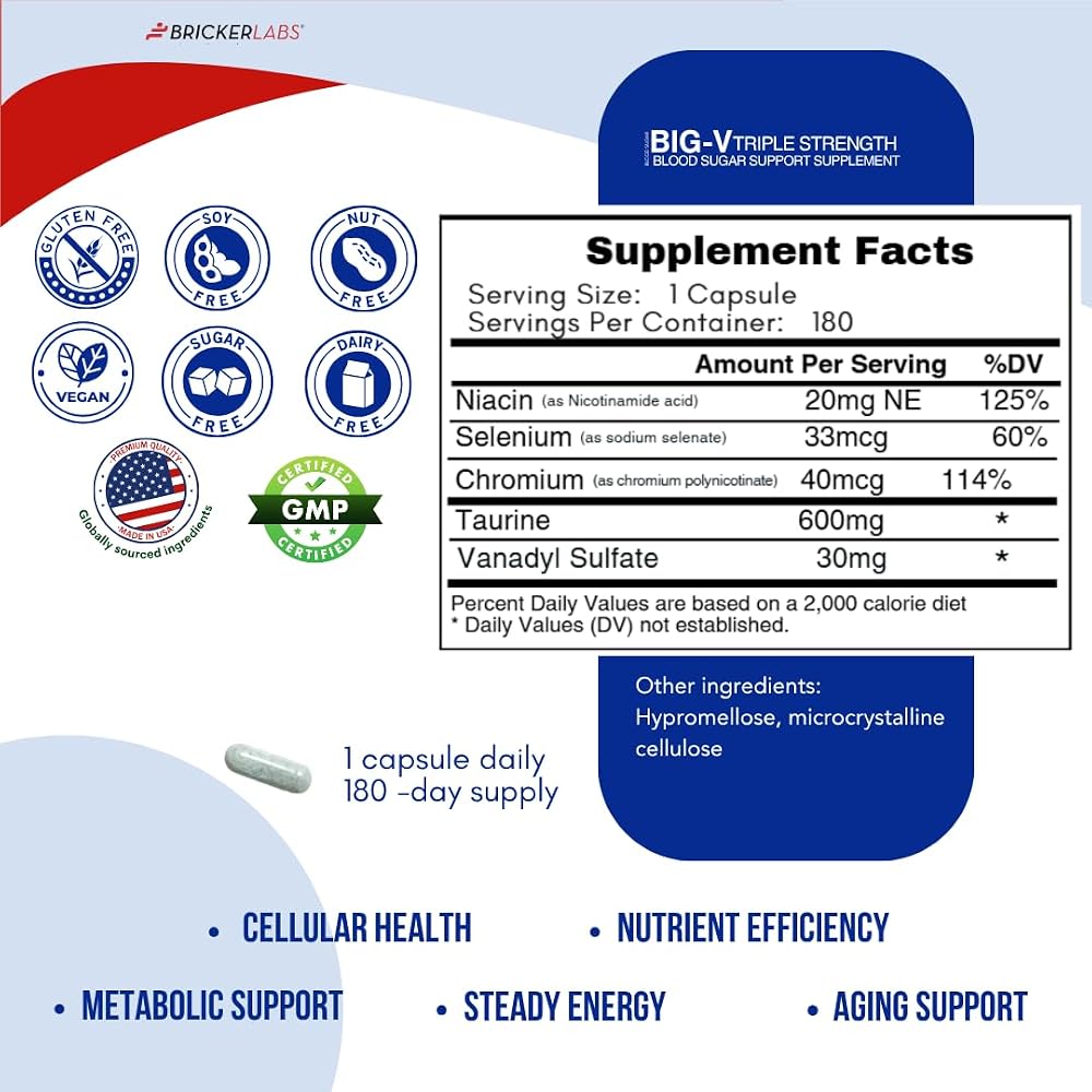 Bricker Labs Big-V Triple Strength Vanadyl Supplement - 180 Capsules - image 5