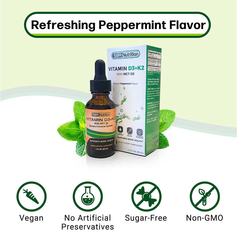 SBR Nutrition Vitamin D3 + K2 Liquid Drops - 1 Bottle - image 4