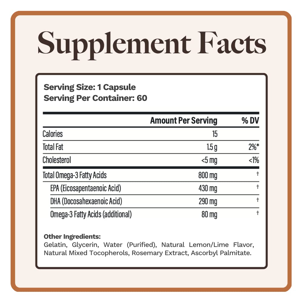 Utzy Naturals Omega-3 Fish Oil Natural Lemon Flavor - 60 Softgels - image 2