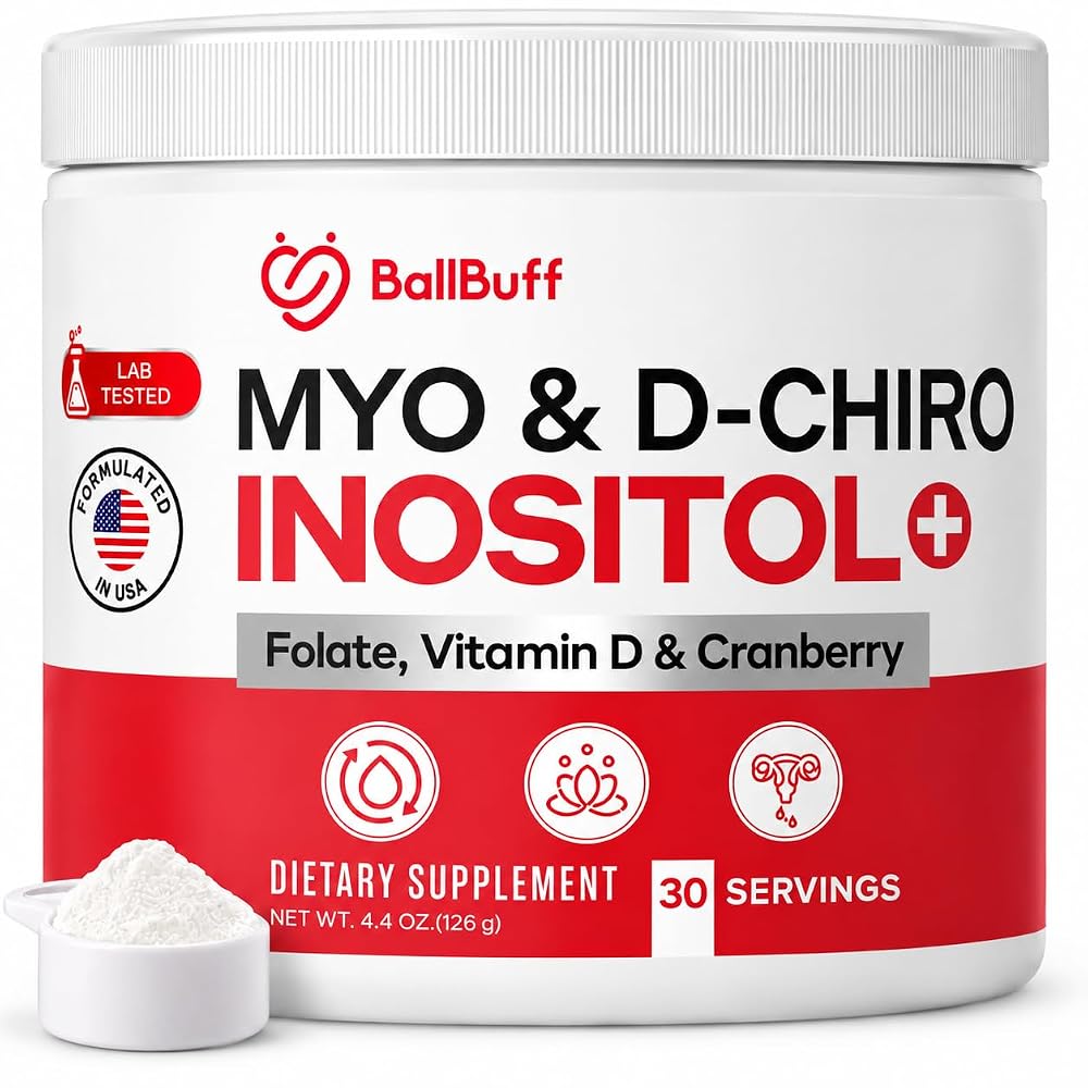 BallBuff Myo Inositol & D-Chiro Inositol Powder - 4 Ounce