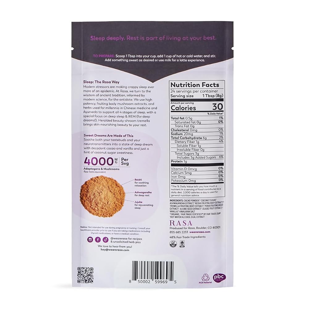 Rasa Koffee Deep Dream Cacao Adaptogenic Mushroom Sleep Blend - 24 Servings - image 7