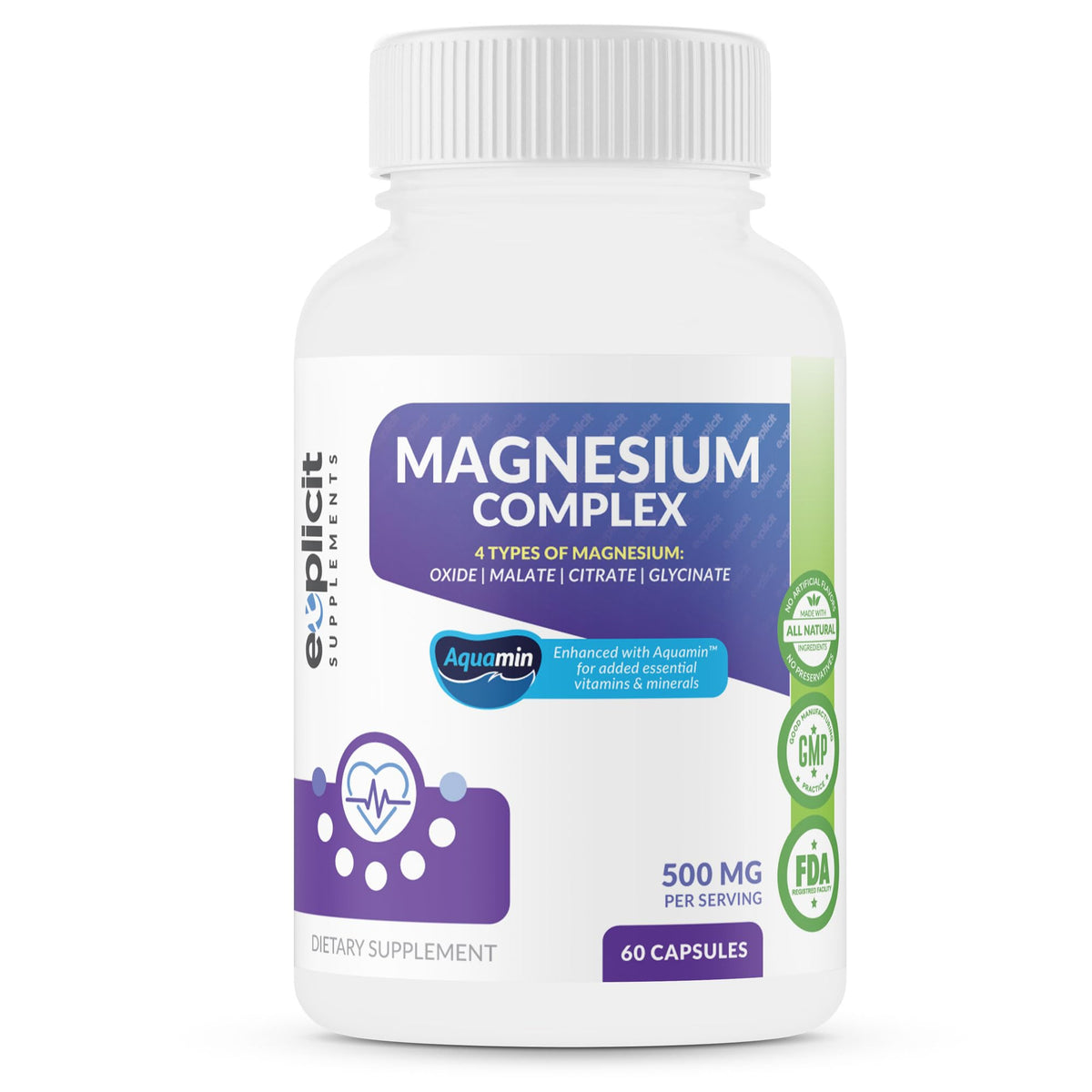 eXplicit Supplements Quad Magnesium Complex - 500mg - 60 Capsules