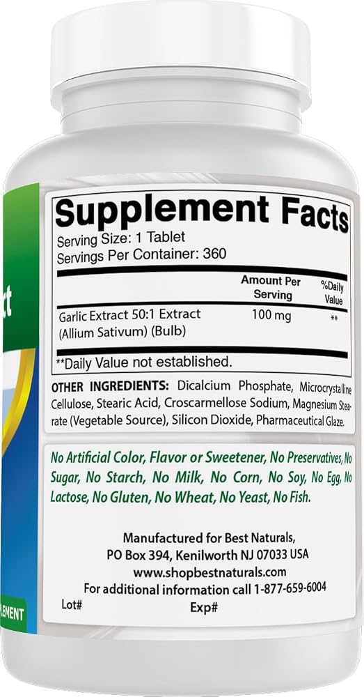Best Naturals Garlic Extract 50:1 100 mg - 360 Tablets - image 6