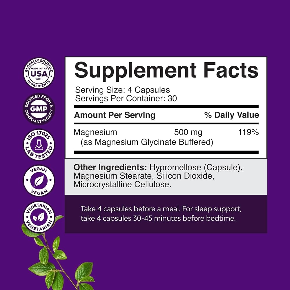 Natures Craft High Absorption Magnesium Glycinate Capsules - 500mg