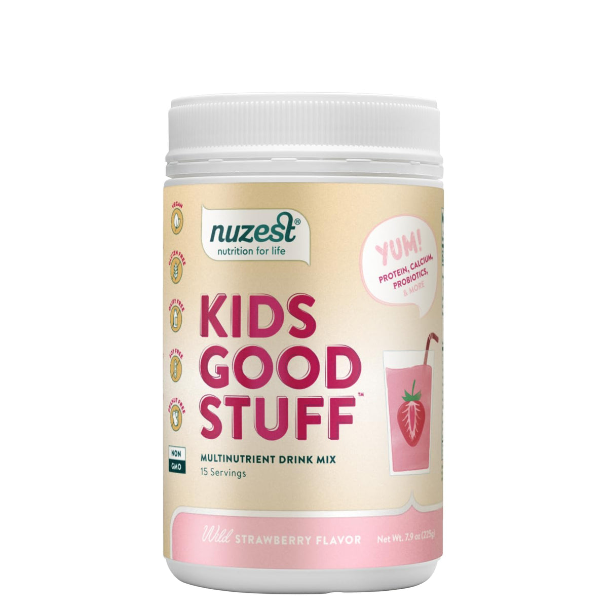 Nuzest Kids Good Stuff Vegan Smoothie Mix Strawberry - 15 Servings