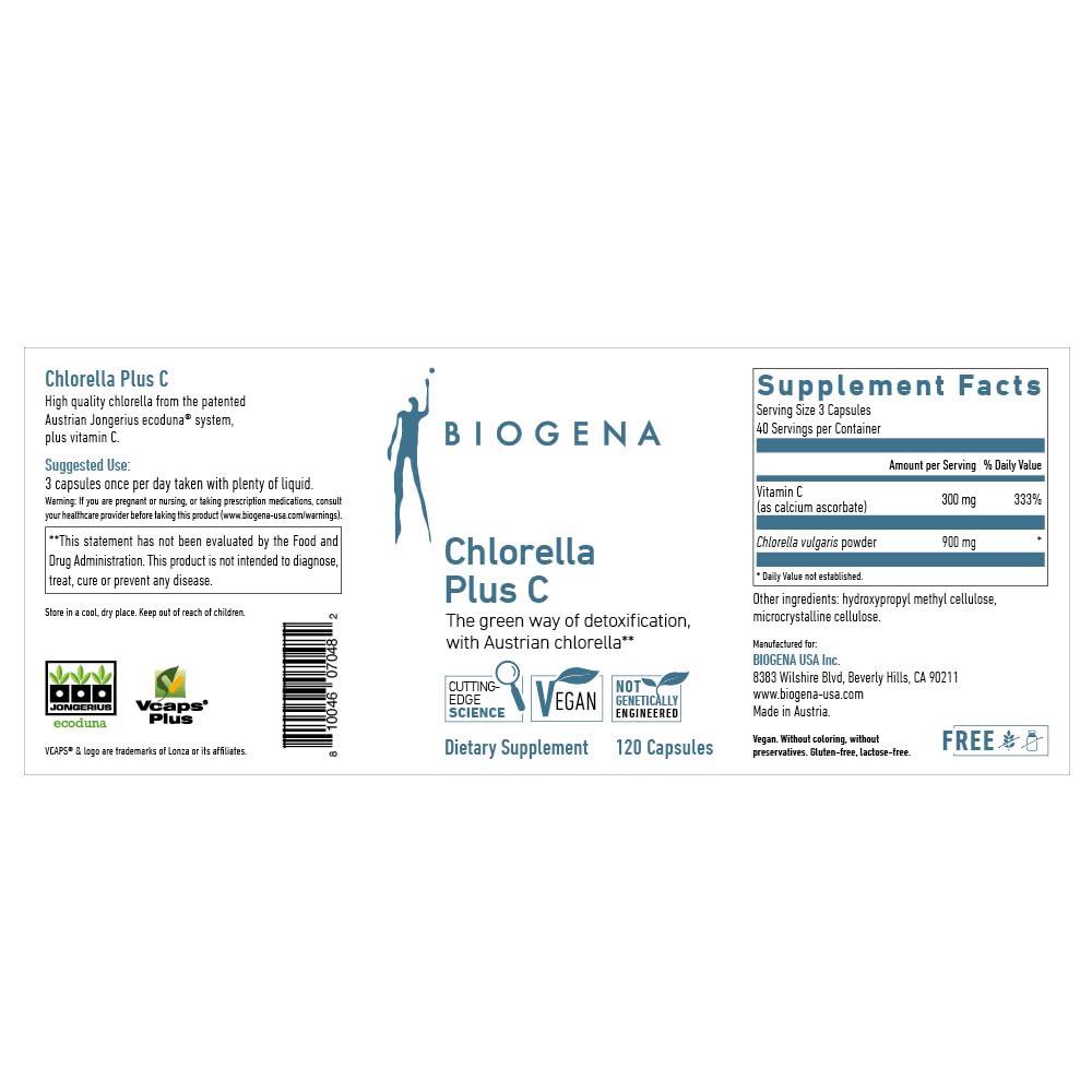 BIOGENA Chlorella Plus C Green Alga Supporting Detox Capsules - image 2