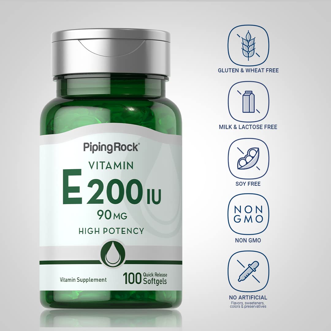 Piping Rock Vitamin E 200 IU - 100 Softgels - image 3