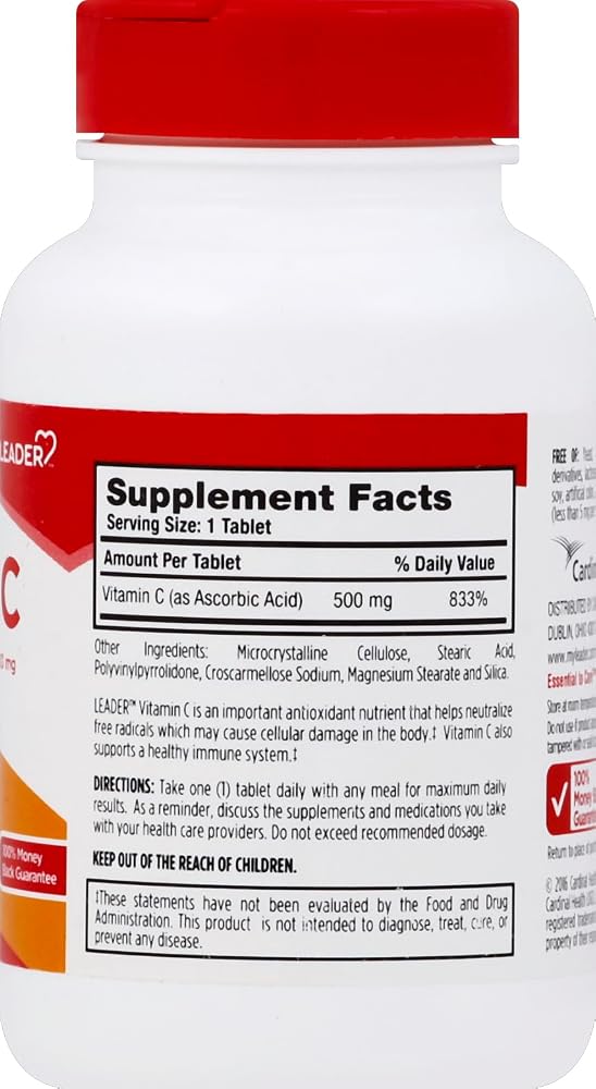 Leader Vitamin C 500mg Tablets for Immune Support - 500 Count - image 2