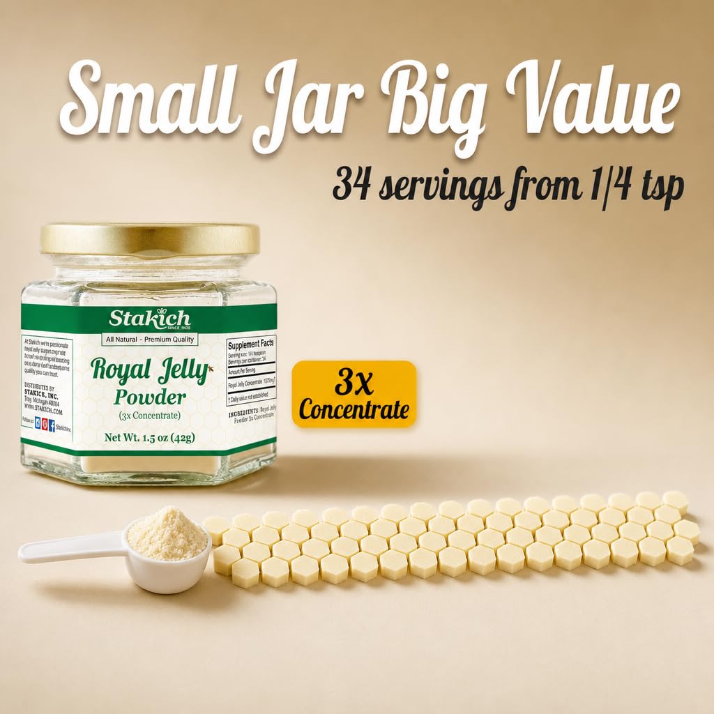 Stakich Freeze Dried Fresh Royal Jelly Powder - 3X Concentrate