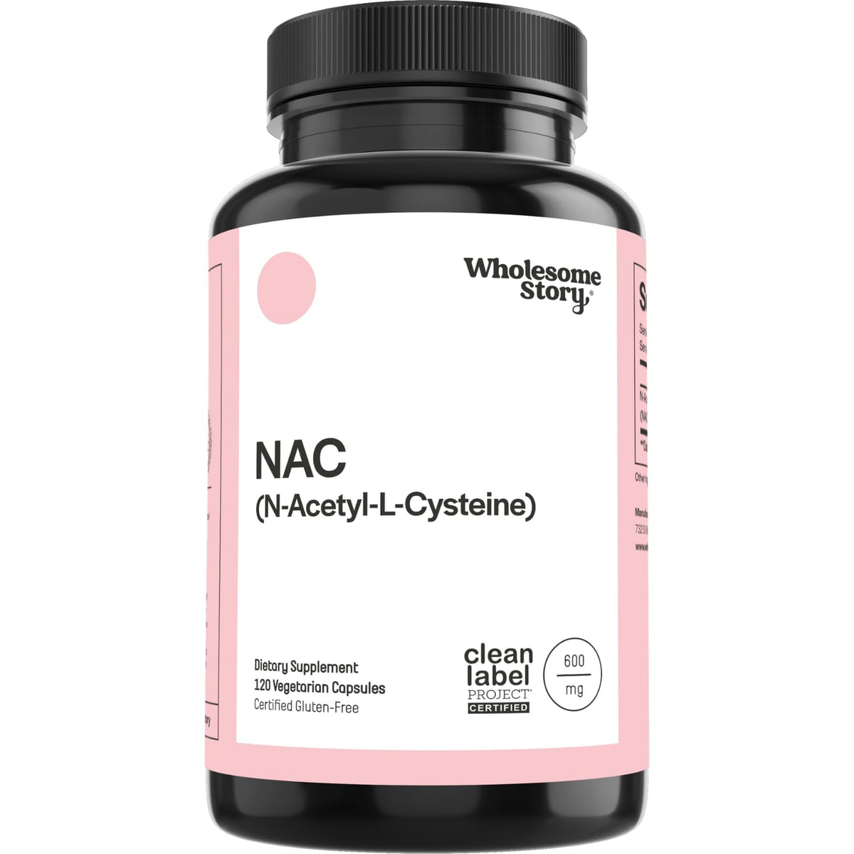 Wholesome Story NAC Supplement N-Acetyl-L-Cysteine 600 mg - 120 Capsules