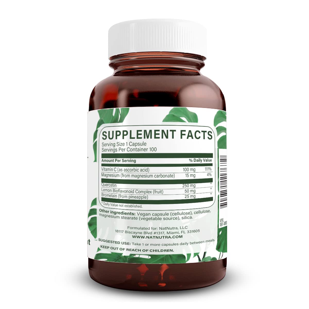 Natural Nutra Quercetin Complex with Bromelain & Vitamin C - 100 Capsules - image 2