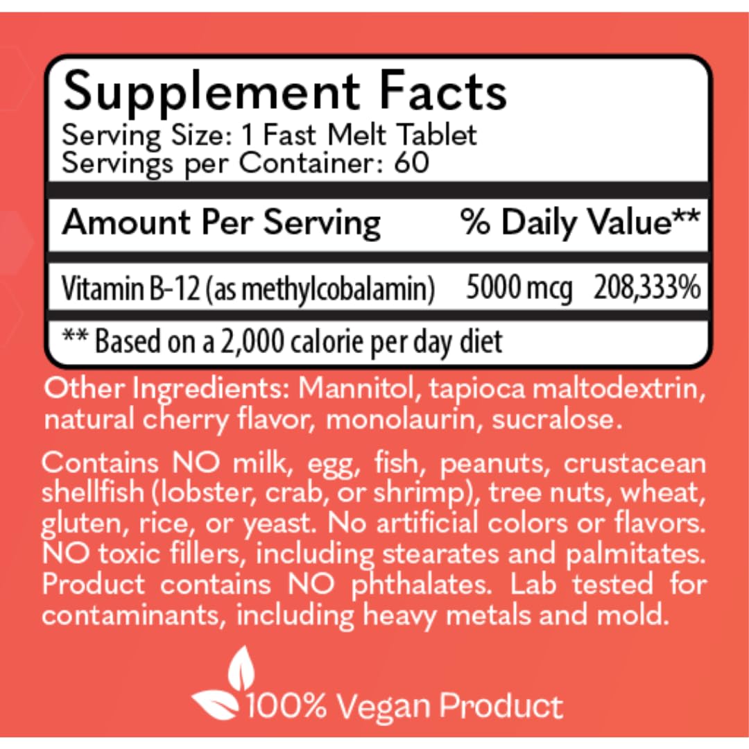MD Logic Health Methyl-B12 5000 for Energy - 60 Tablets - image 4
