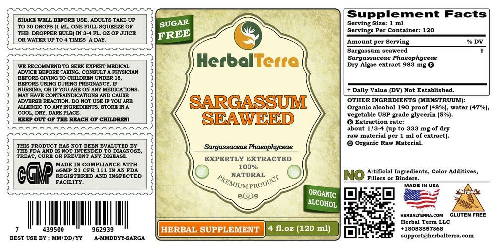 Herbal Terra LLC Sargassum (Sargassaceae Phaeophyceae) Dried Algae