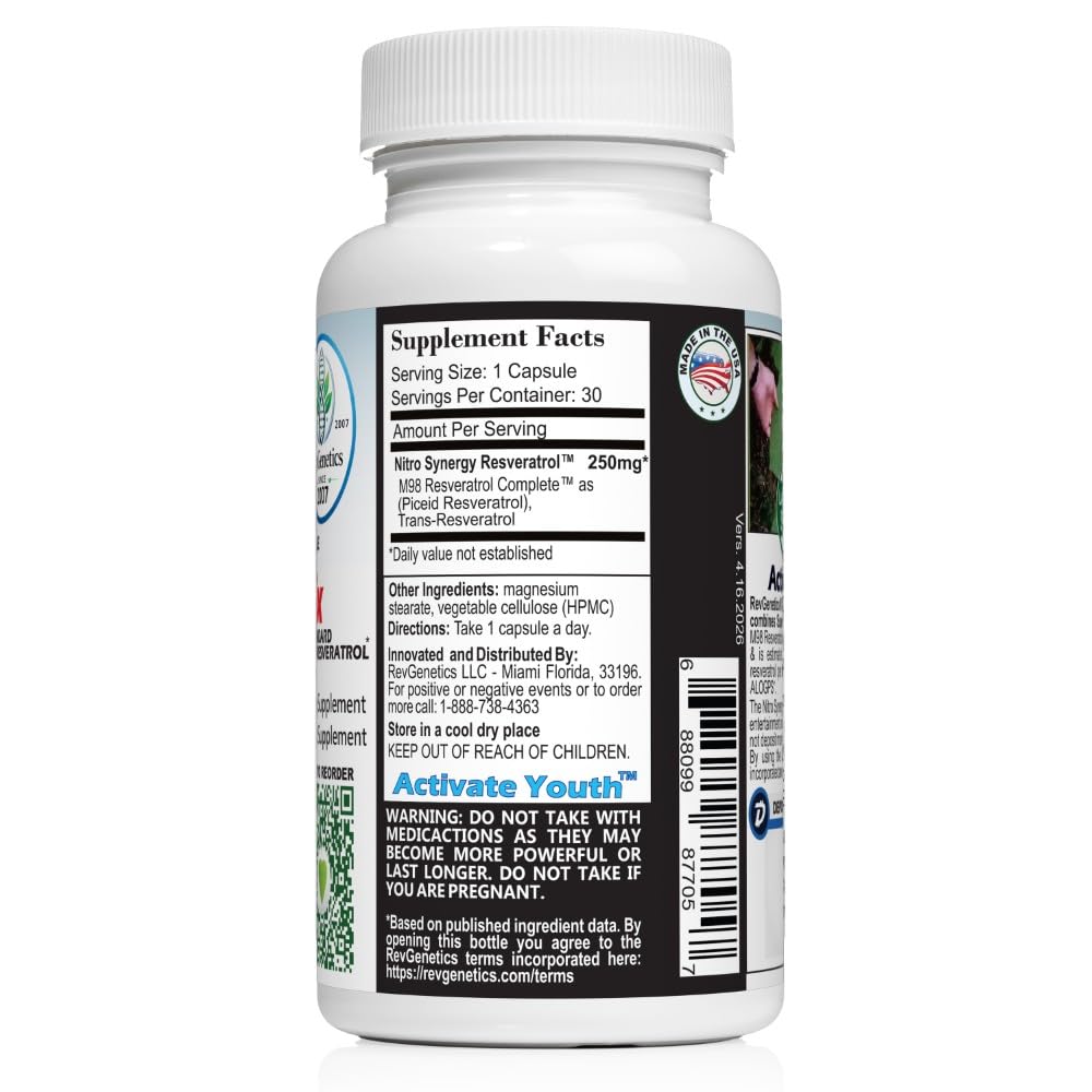 RevGenetics Nitro Synergy 250 Resveratrol - 30 Vegetarian Capsules - image 4