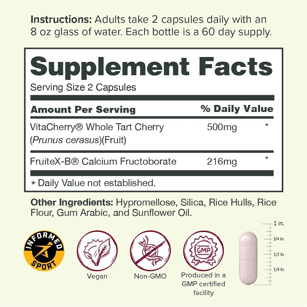 Sur Tart Cherry Joint Support Capsules with FruiteX-B - 120 Capsules - image 2