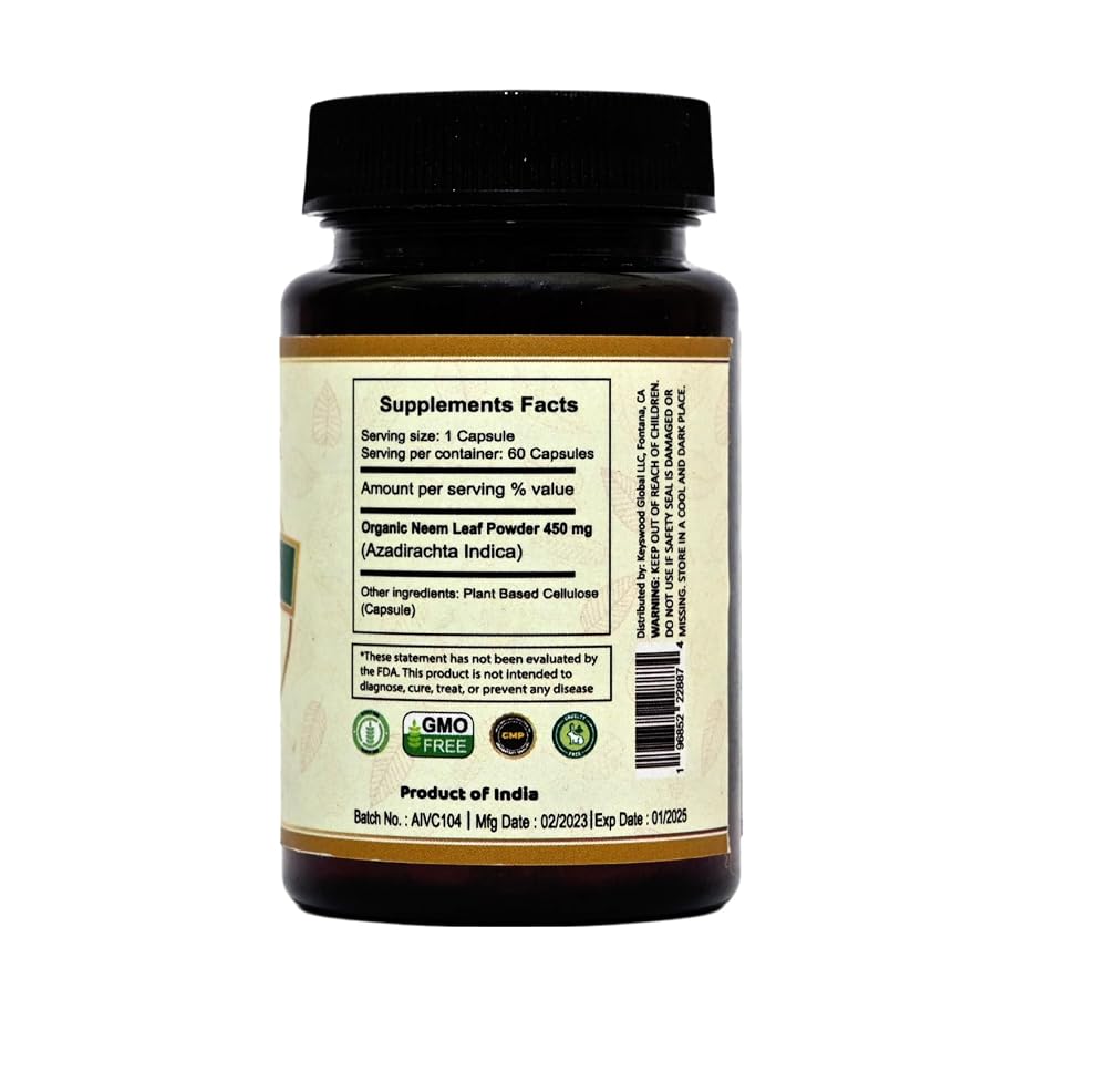 VedaSecrets Neem Capsules Organic Azadirachta Indica - 60 Vegetarian Capsules - image 2