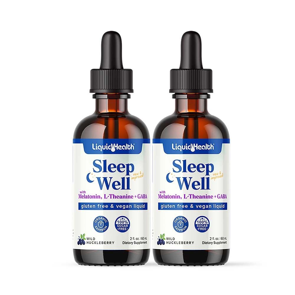 LIQUIDHEALTH Sleep Well Liquid Melatonin with L-Theanine - 2 Pack