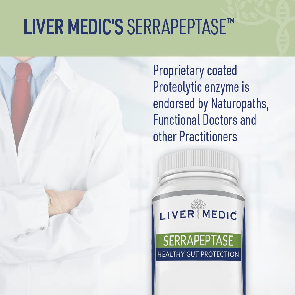 Liver Medic Serrapeptase Digestive Enzymes Enteric Coated - 60 Capsules - image 4