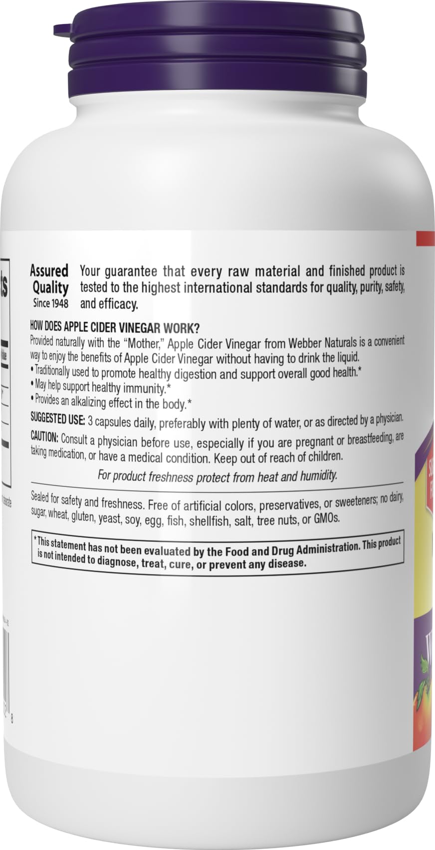 Webber Naturals Apple Cider Vinegar 1500mg - 240 Capsules - image 11