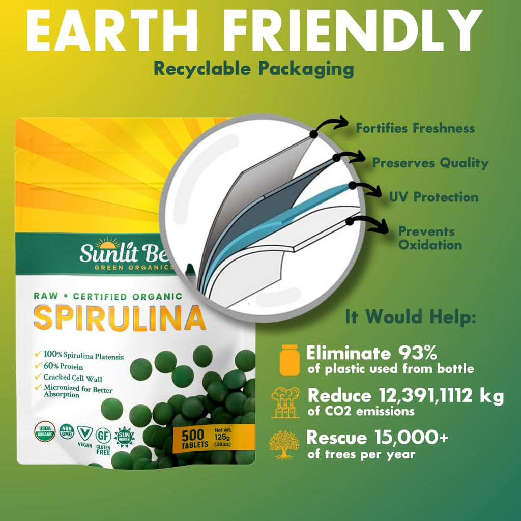 Sunlit Best - USDA Organic Spirulina Tablet - Natural Super Greens