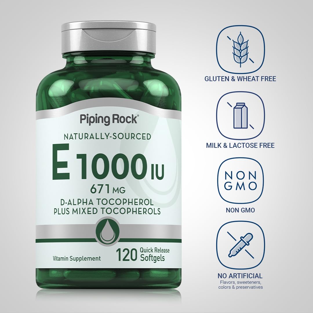 Piping Rock Vitamin E 1000 IU - 120 Softgels - image 3