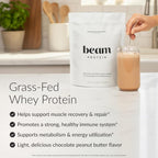 BEAM Grass Fed Whey Protein Powder Chocolate Peanut Butter - 12 Servings - image 2