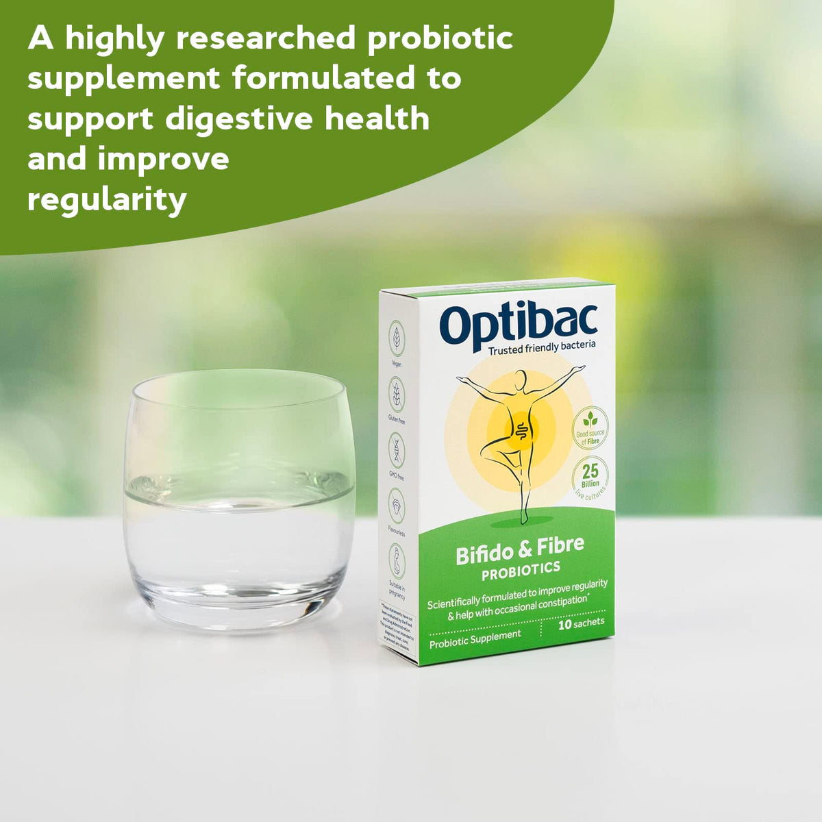Optibac Probiotics Bifido & Fibre Vegan - 10 Sachets - image 2