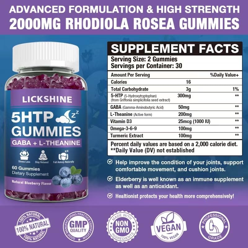 Lickshine 5-HTP GABA Sleep Support Gummies - 120 Count - image 3