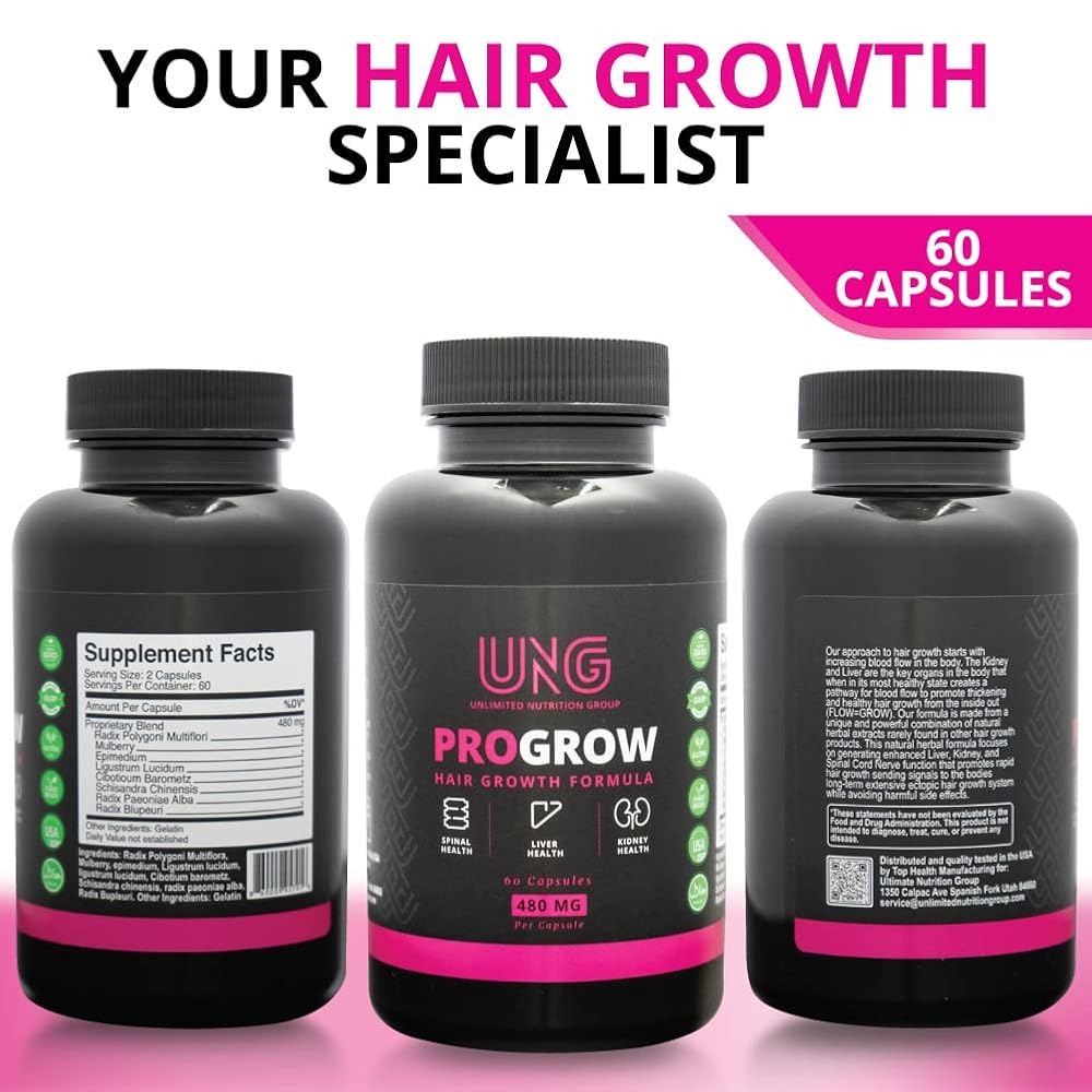 UNG ProGrow Hair Growth Formula for Male & Female Pattern Baldness - 60 Capsules - image 2