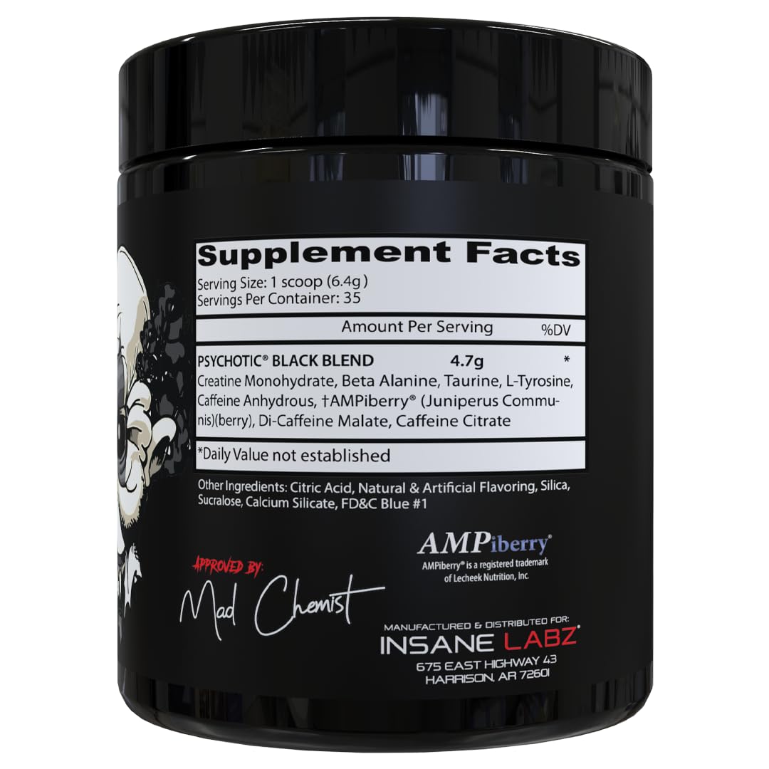 Insane Labz Psychotic Black Edition Mid Stimulant Pre Workout Powder
