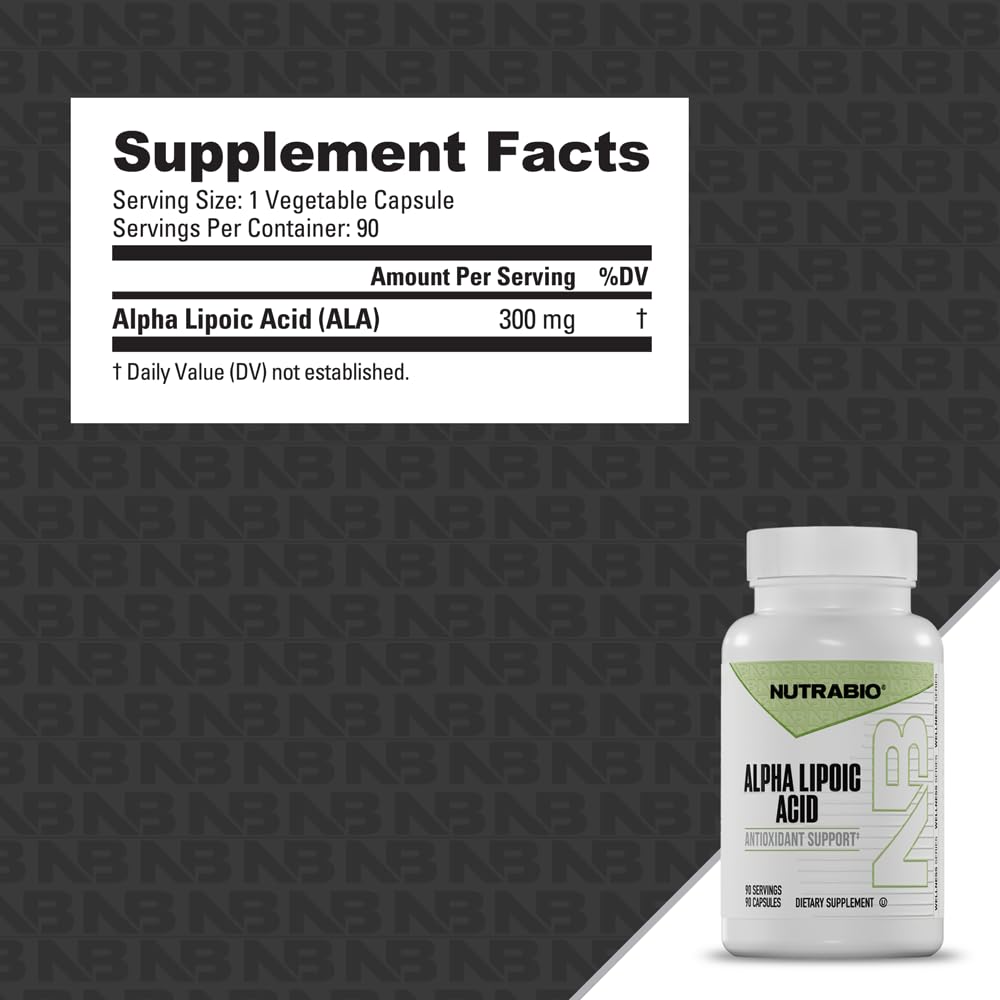 NutraBio Alpha Lipoic Acid 300mg - 90 Vegetarian Capsules - image 2