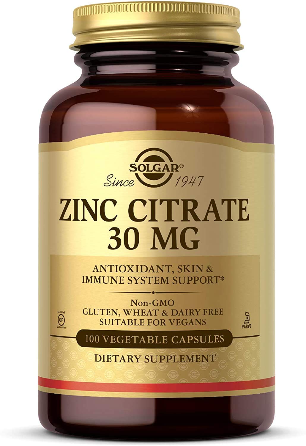 Solgar Zinc Citrate Vegetable Capsules - 100 Count
