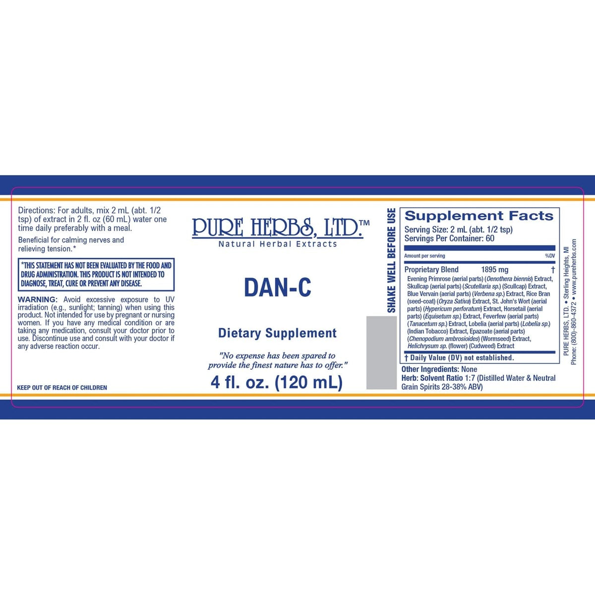 Pure Herbs DAN-C Herbal Supplement Liquid - 4 oz. - image 2