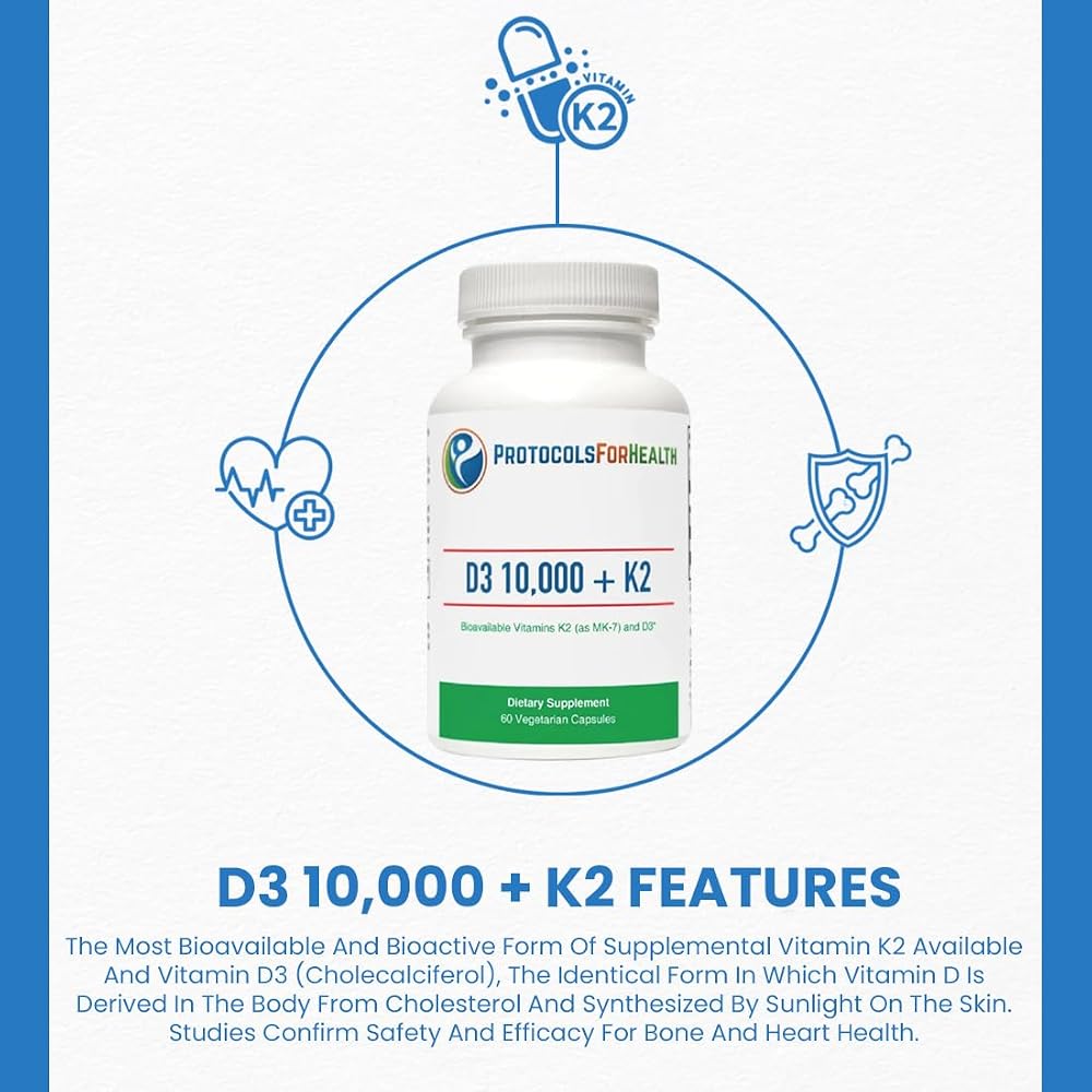 Protocols for Health D3 10,000 + K2 Bone Health - 60 Vegetarian Capsules - image 3