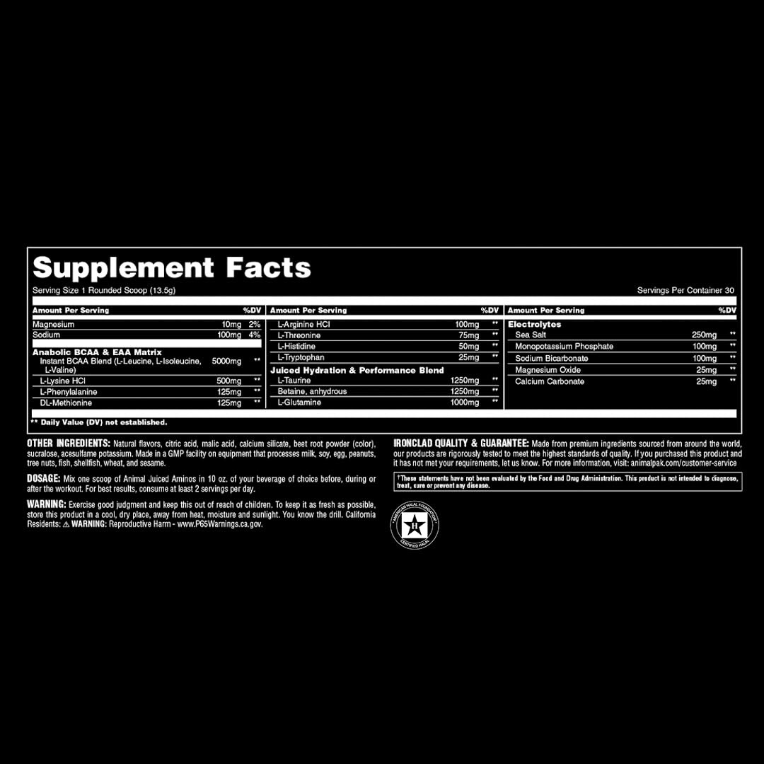 Animal Juiced Amino Acids - BCAA Powder EAA Matrix Plus Hydration
