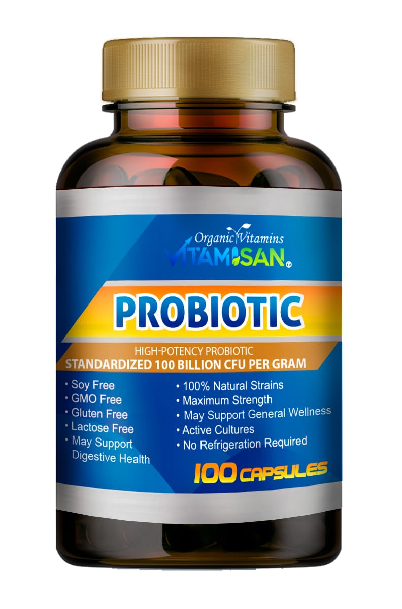 VITAMISAN Probiotics with Acidophilus & Organic Prebiotic - 100 Capsules