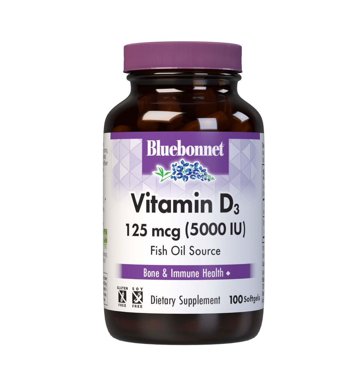 BlueBonnet Vitamin D3 5000 IU Softgels - 100 Count