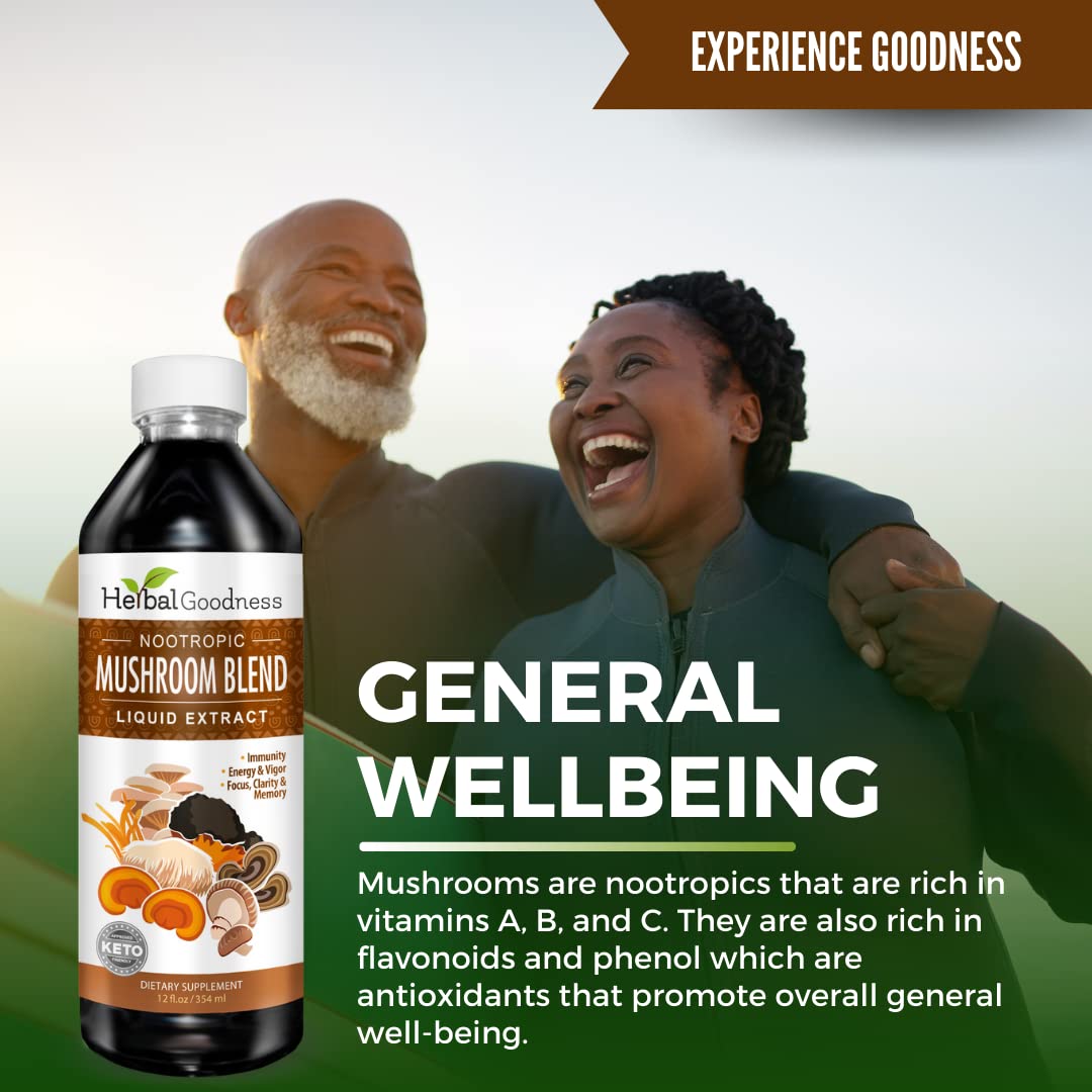 Herbal Goodness Nootropic Mushrooms Blend Cognitive Support - 12 fl oz - image 4