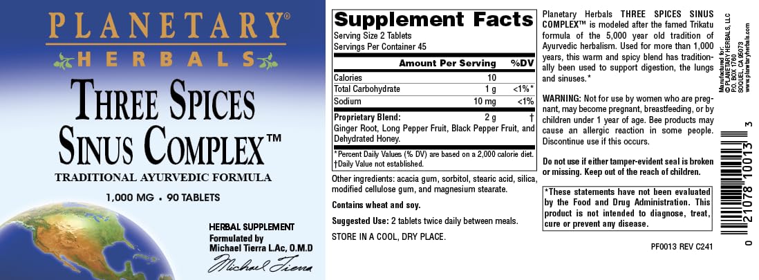 Planetary Herbals Three Spices Sinus Support Tablets - 90 Count - image 5